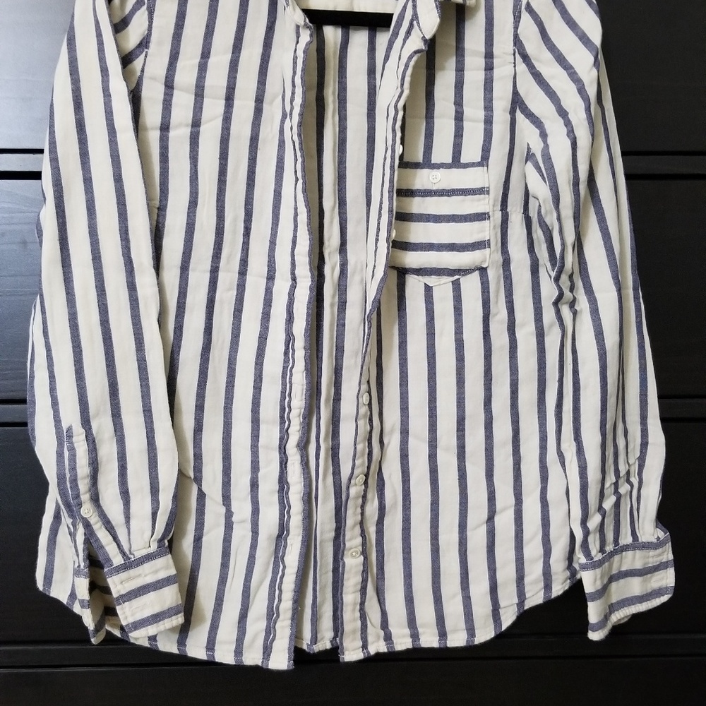 J Crew Factory soft blue striped button down shirt